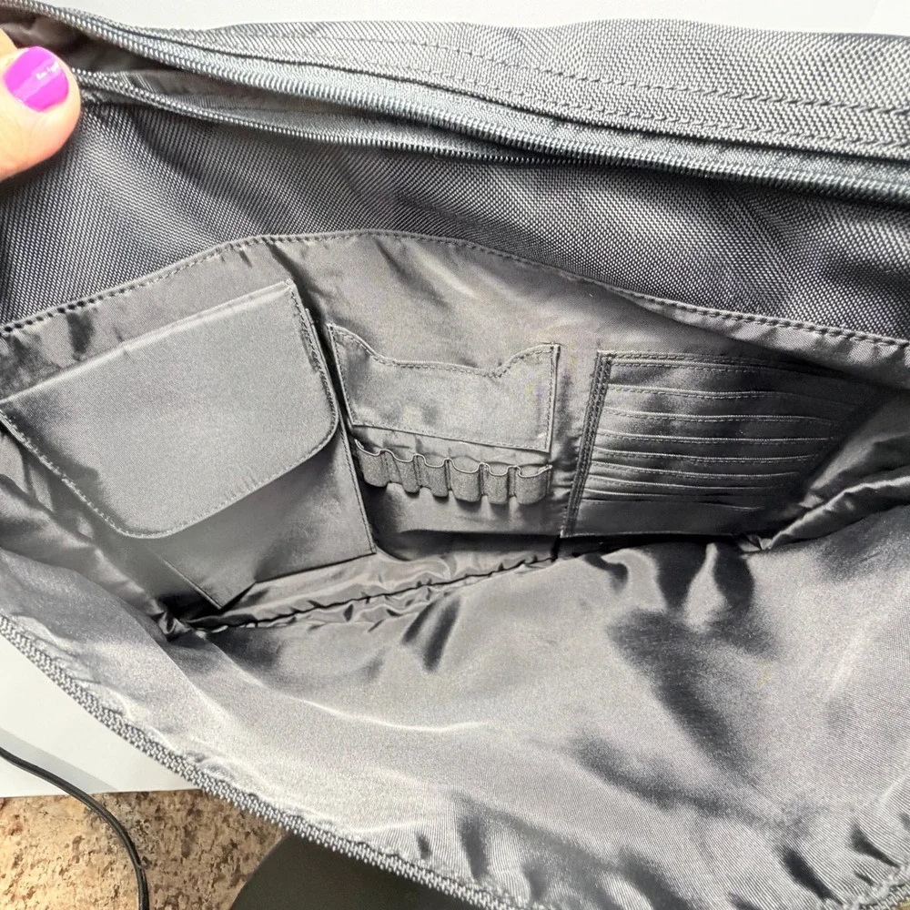 Fossil Black Nylon Messenger Bag Laptop Crossbody Travel Briefcase Organizer
